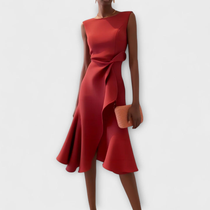 Róisín™ | Pleated Asymmetrical Midi Dress