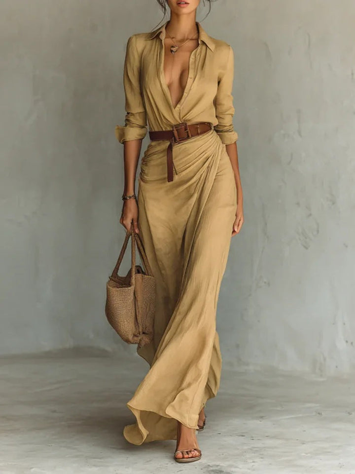 Eliza™ | Lapel-Wrap Maxi Dress