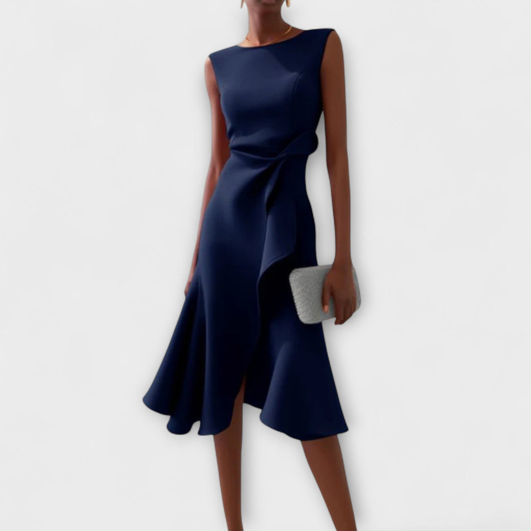 Róisín™ | Pleated Asymmetrical Midi Dress