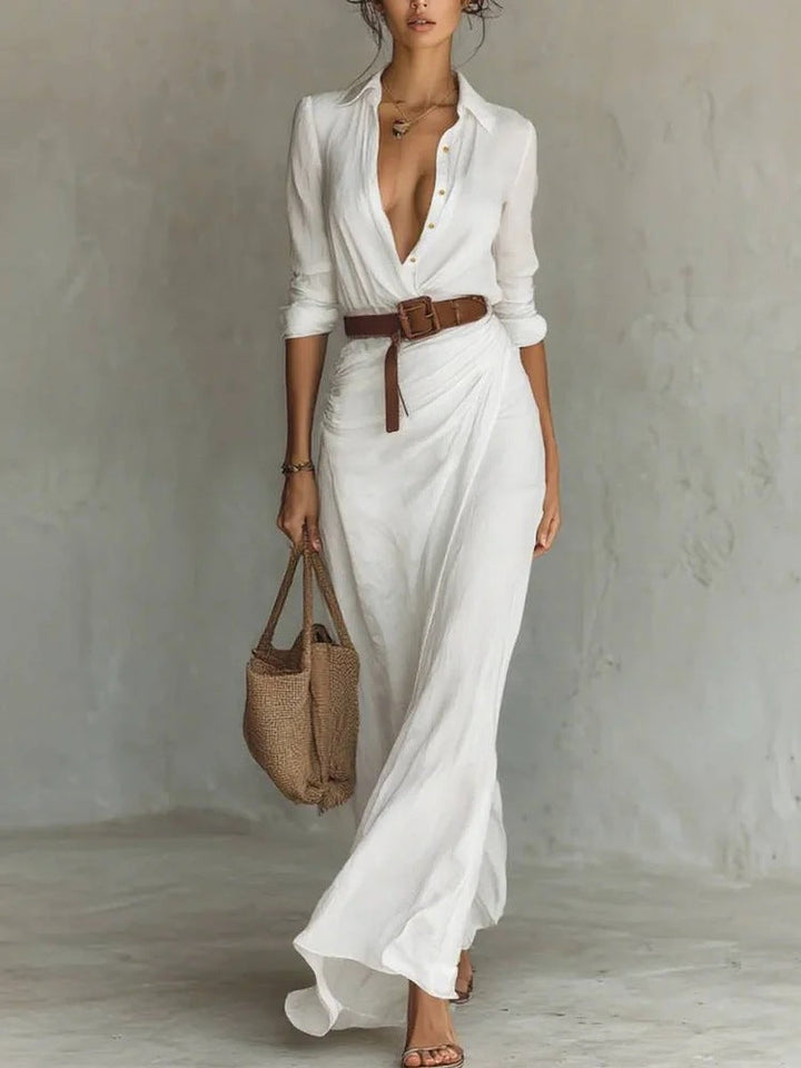 Eliza™ | Lapel-Wrap Maxi Dress