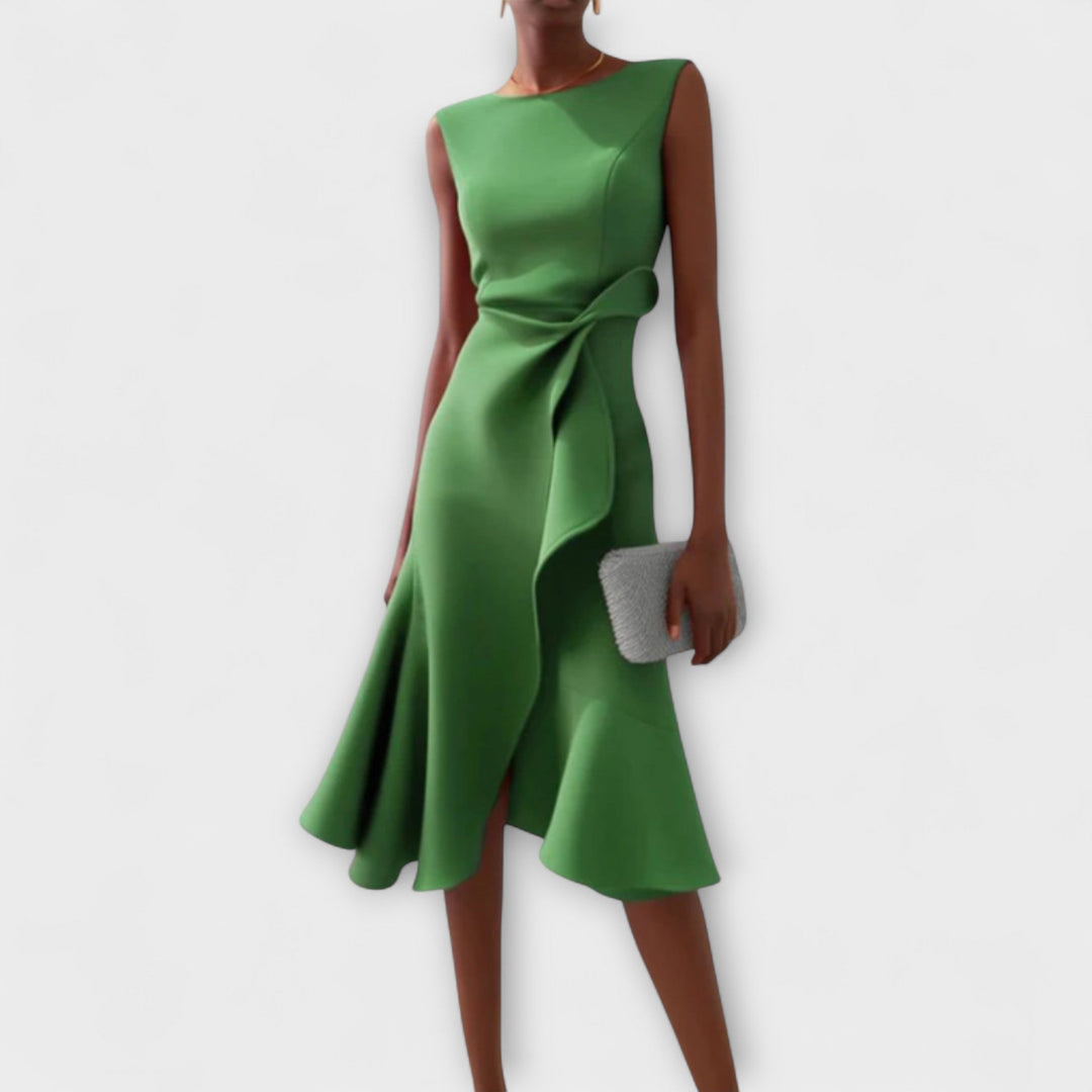 Róisín™ | Pleated Asymmetrical Midi Dress