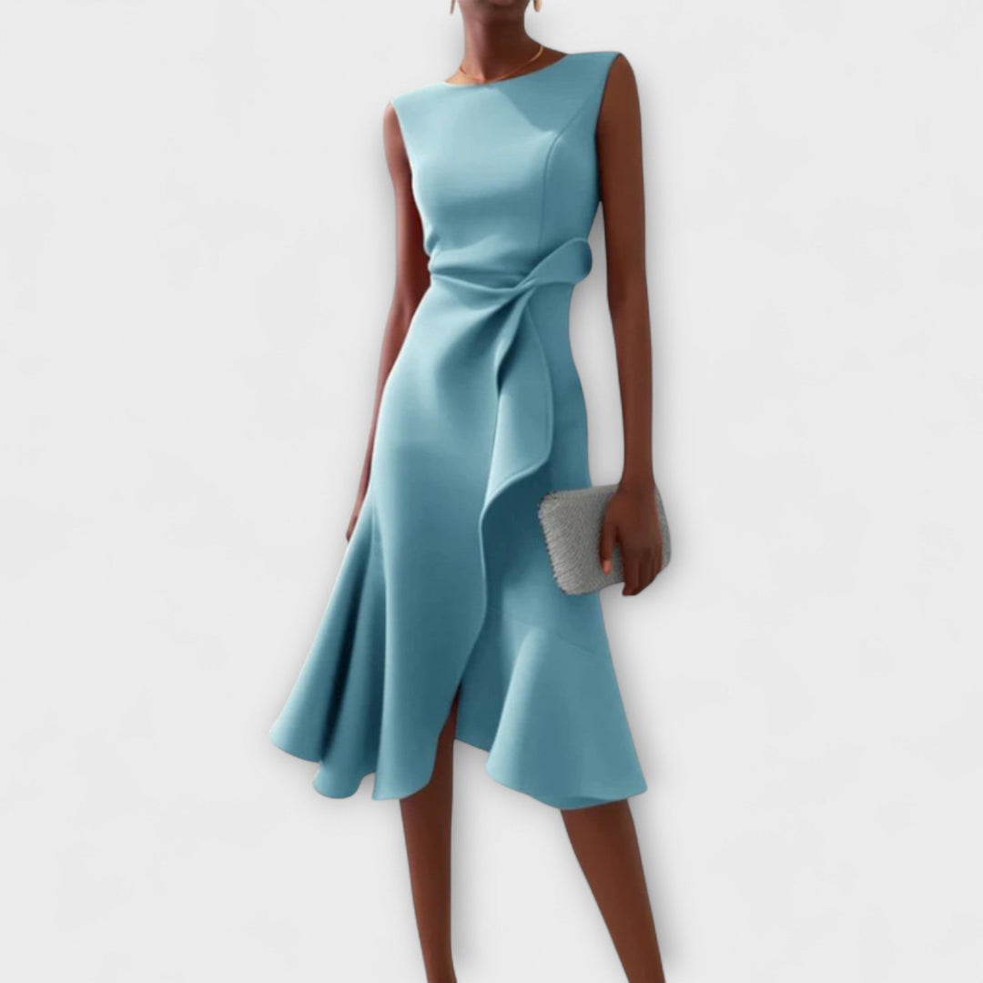 Róisín™ | Pleated Asymmetrical Midi Dress