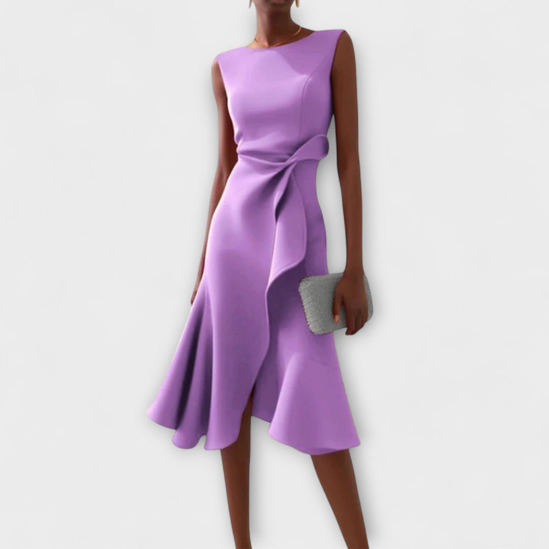 Róisín™ | Pleated Asymmetrical Midi Dress