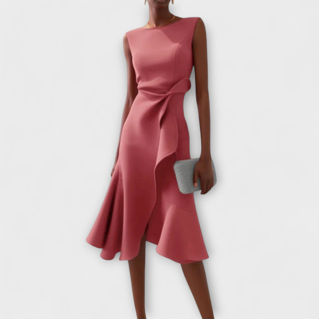 Róisín™ | Pleated Asymmetrical Midi Dress