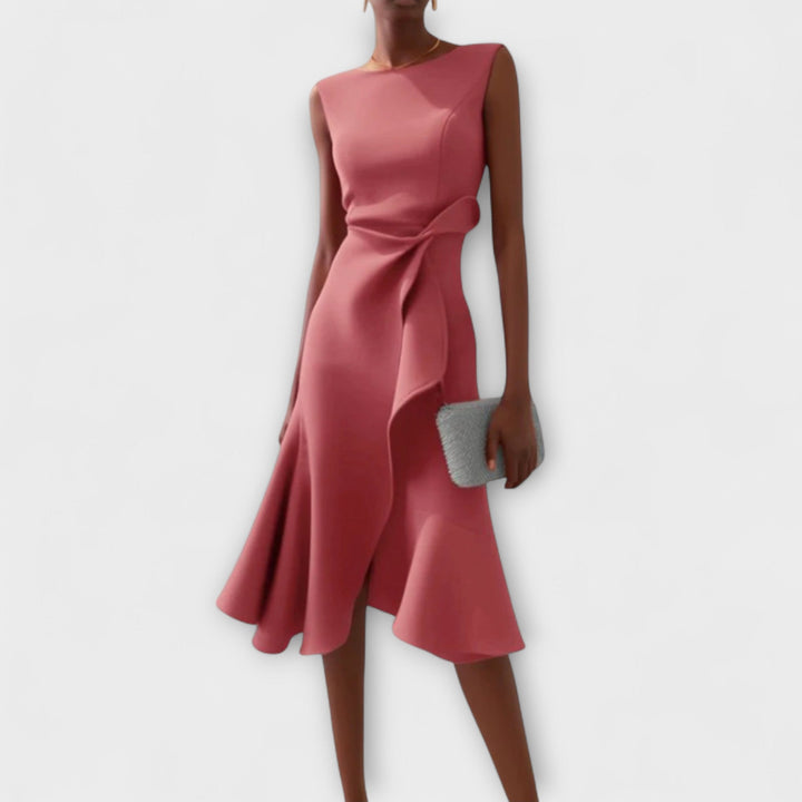 Róisín™ | Pleated Asymmetrical Midi Dress