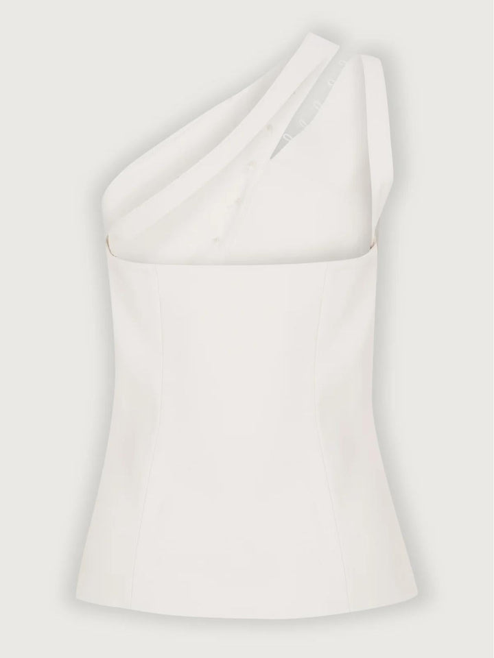 Clara™ | One-Shoulder Top with Sculptural Button Detail
