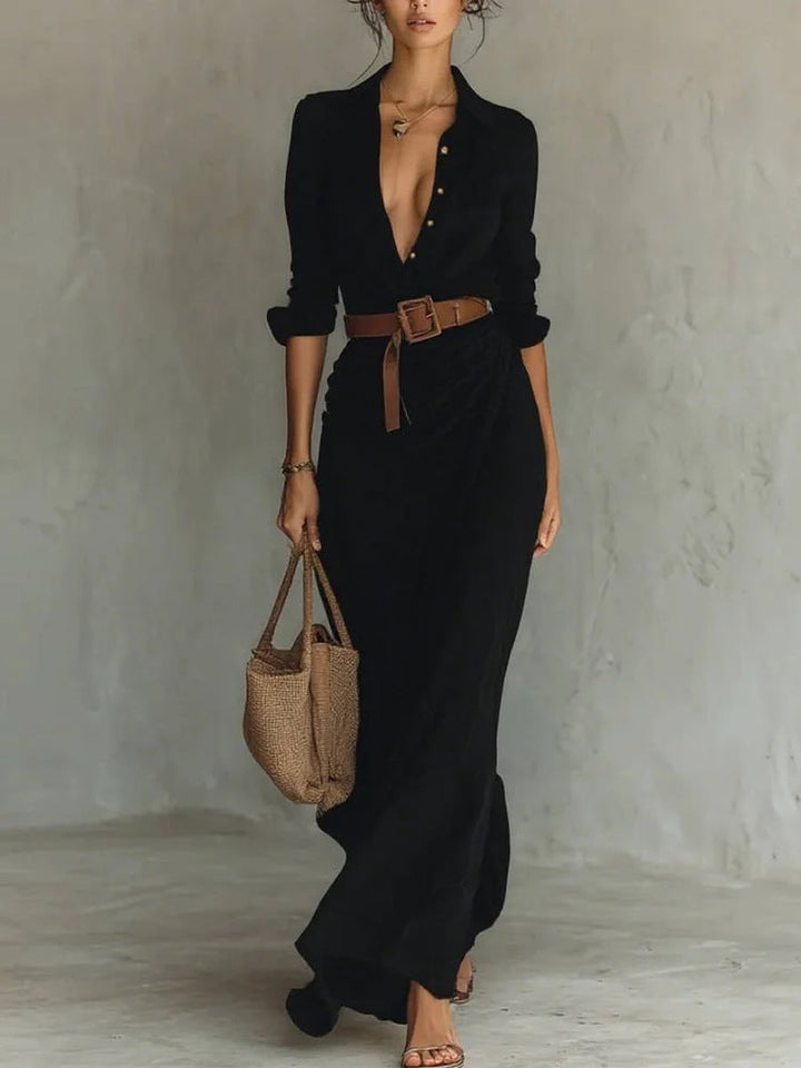 Eliza™ | Lapel-Wrap Maxi Dress