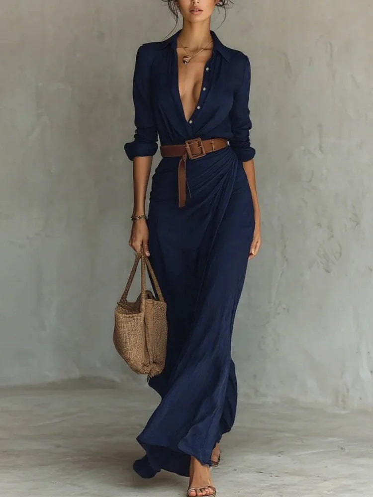 Eliza™ | Lapel-Wrap Maxi Dress