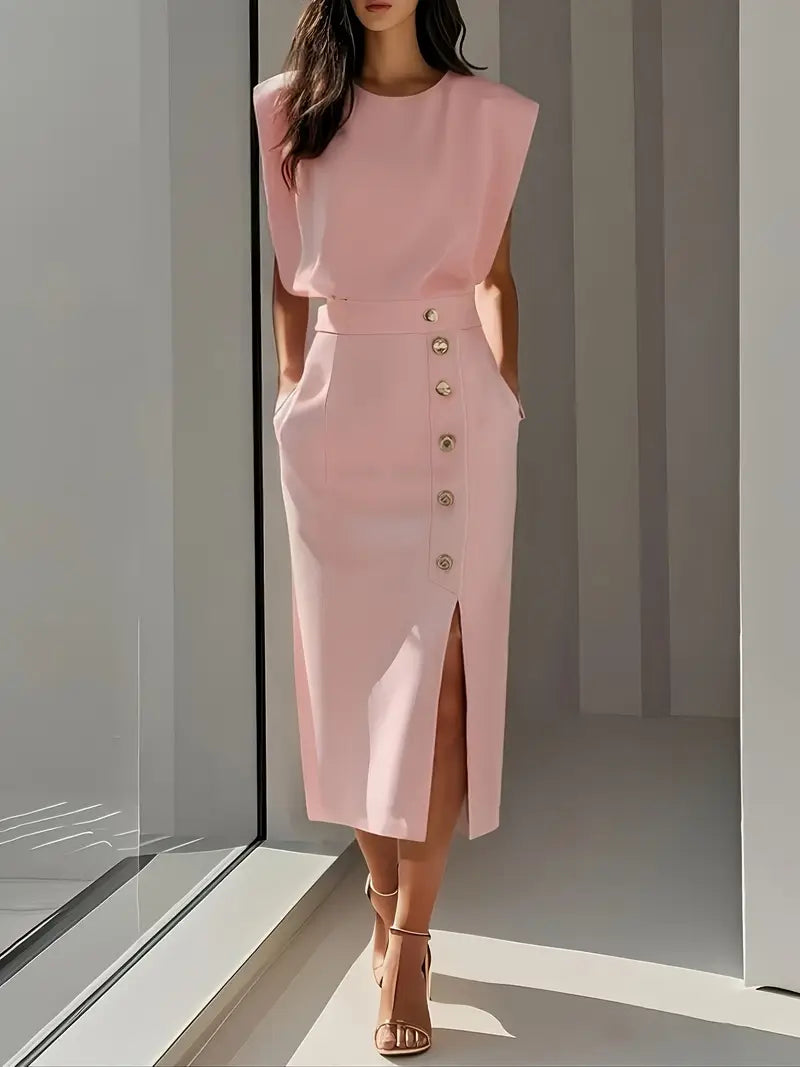 Amber™ | Midi Dress with Side Slit