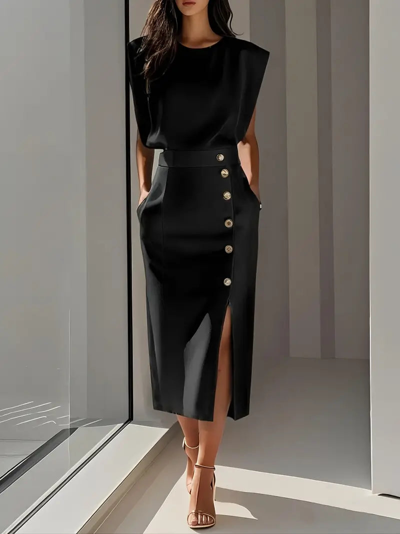 Amber™ | Midi Dress with Side Slit