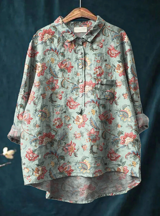 Kerstin™ | Timeless Floral Blouse – Elegant, Lightweight, and Versatile