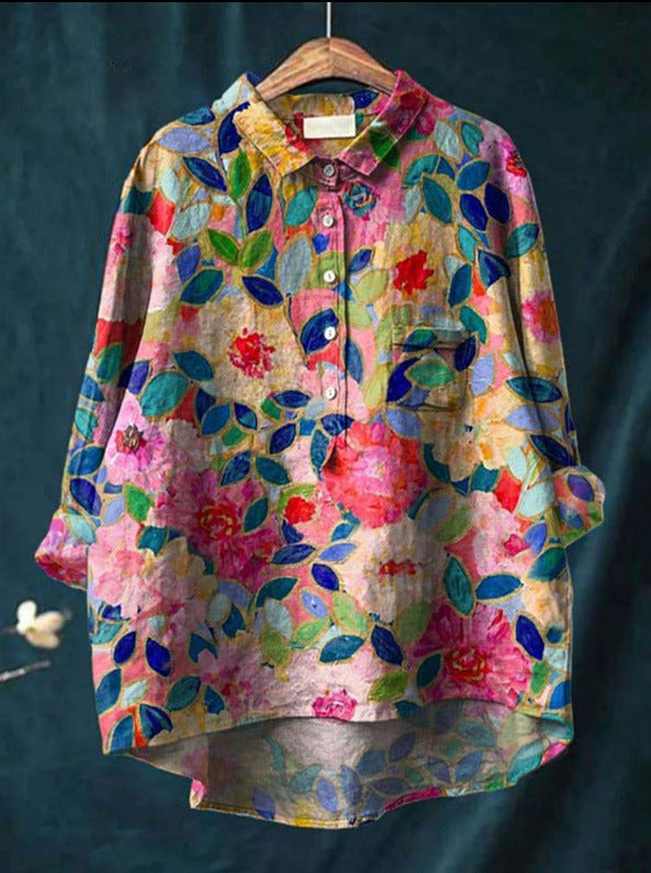 Kerstin™ | Timeless Floral Blouse – Elegant, Lightweight, and Versatile