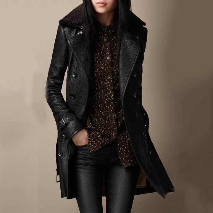 Brenda™ | Elegant 3/4 Leather Coat