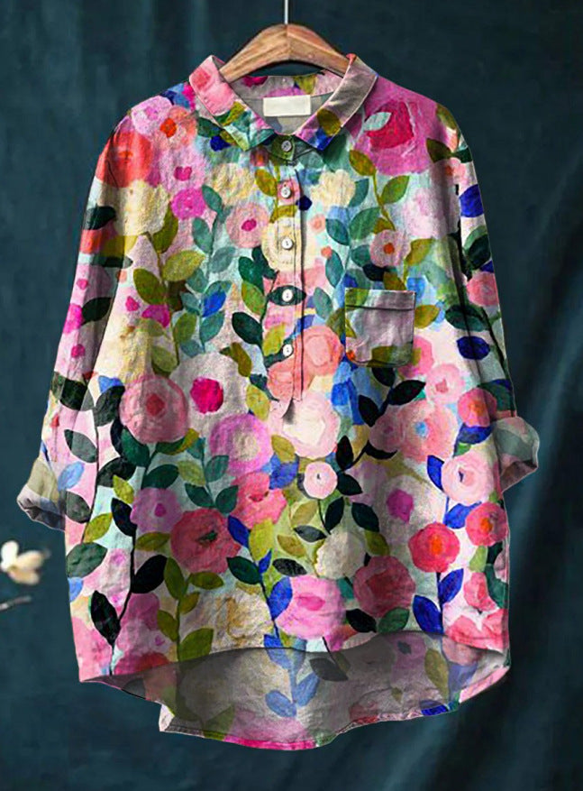Kerstin™ | Timeless Floral Blouse – Elegant, Lightweight, and Versatile