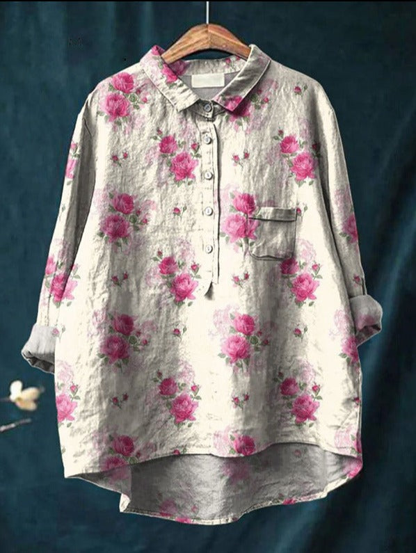 Kerstin™ | Timeless Floral Blouse – Elegant, Lightweight, and Versatile