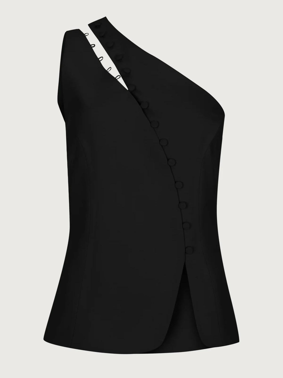 Clara™ | One-Shoulder Top with Sculptural Button Detail