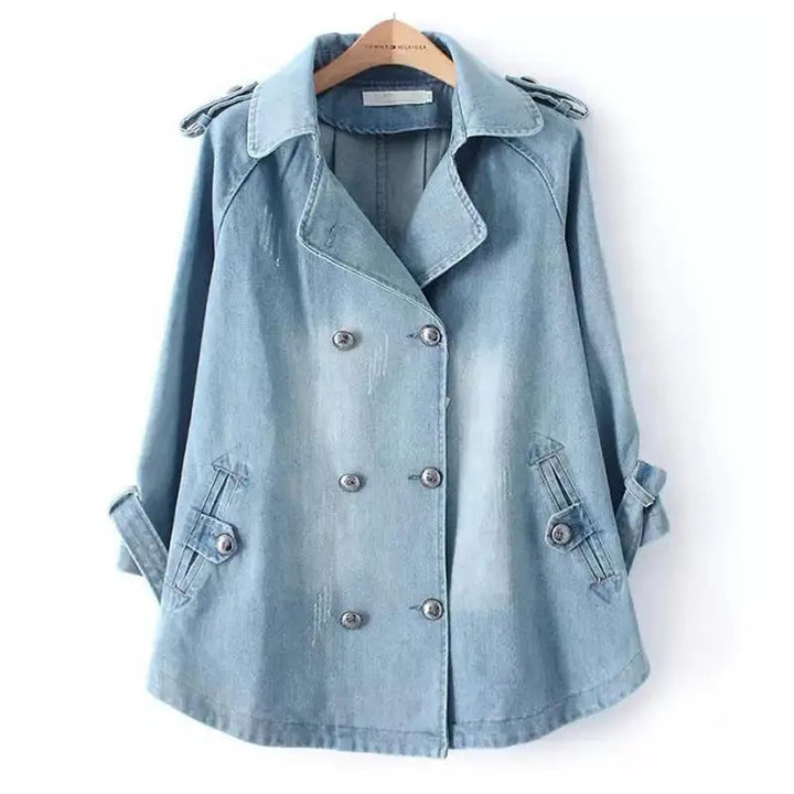 Jonna™ | Denim Cape Coat with Elegant Flare