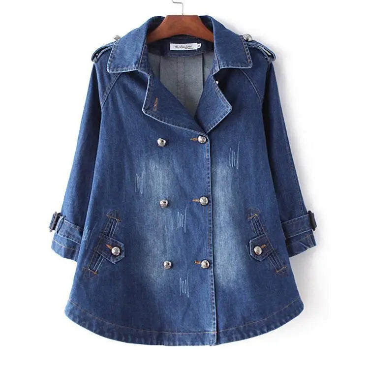 Jonna™ | Denim Cape Coat with Elegant Flare