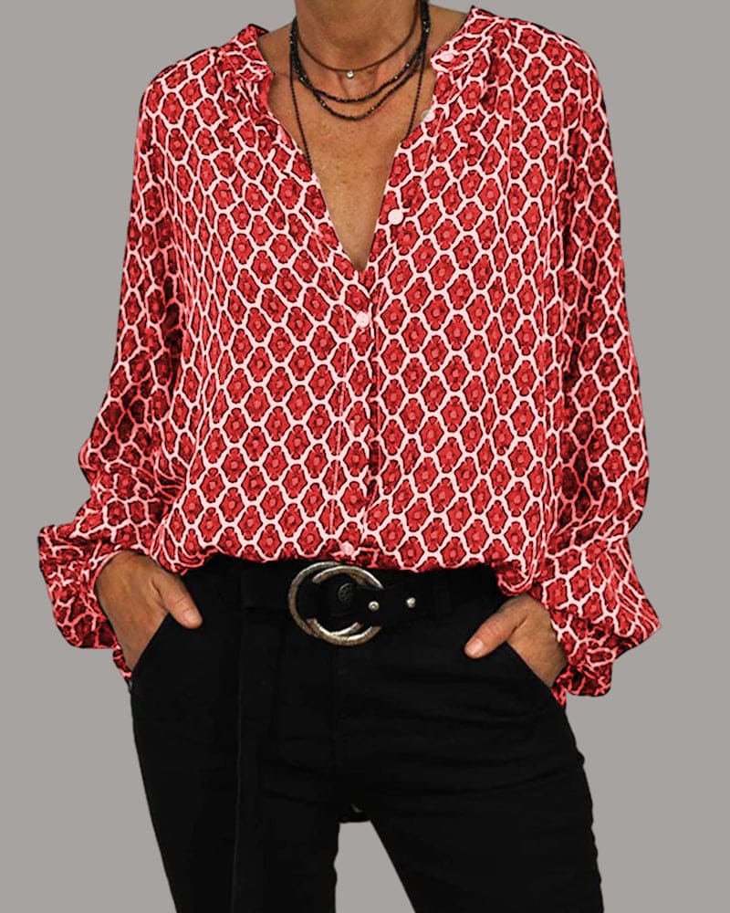 Ebba™ | Elegant V-Neck Blouse
