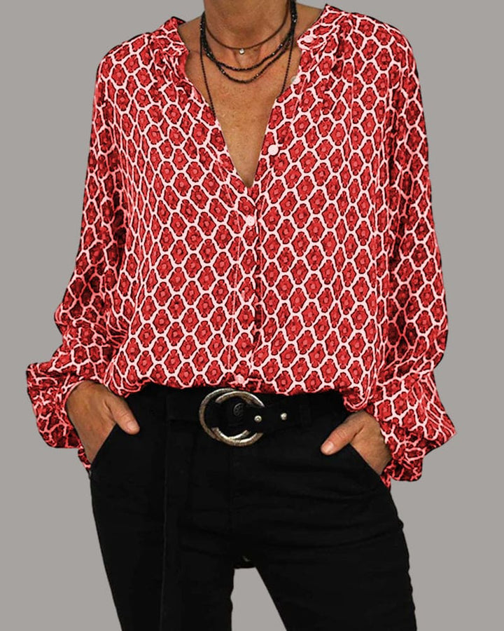 Ebba™ | Elegant V-Neck Blouse