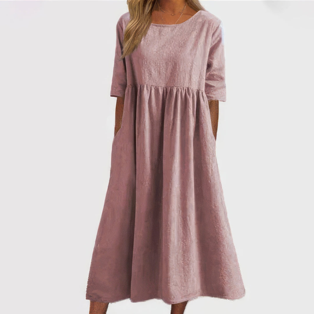 Signe™ | Summer Cotton Dress with Round Neck and Soft Fit