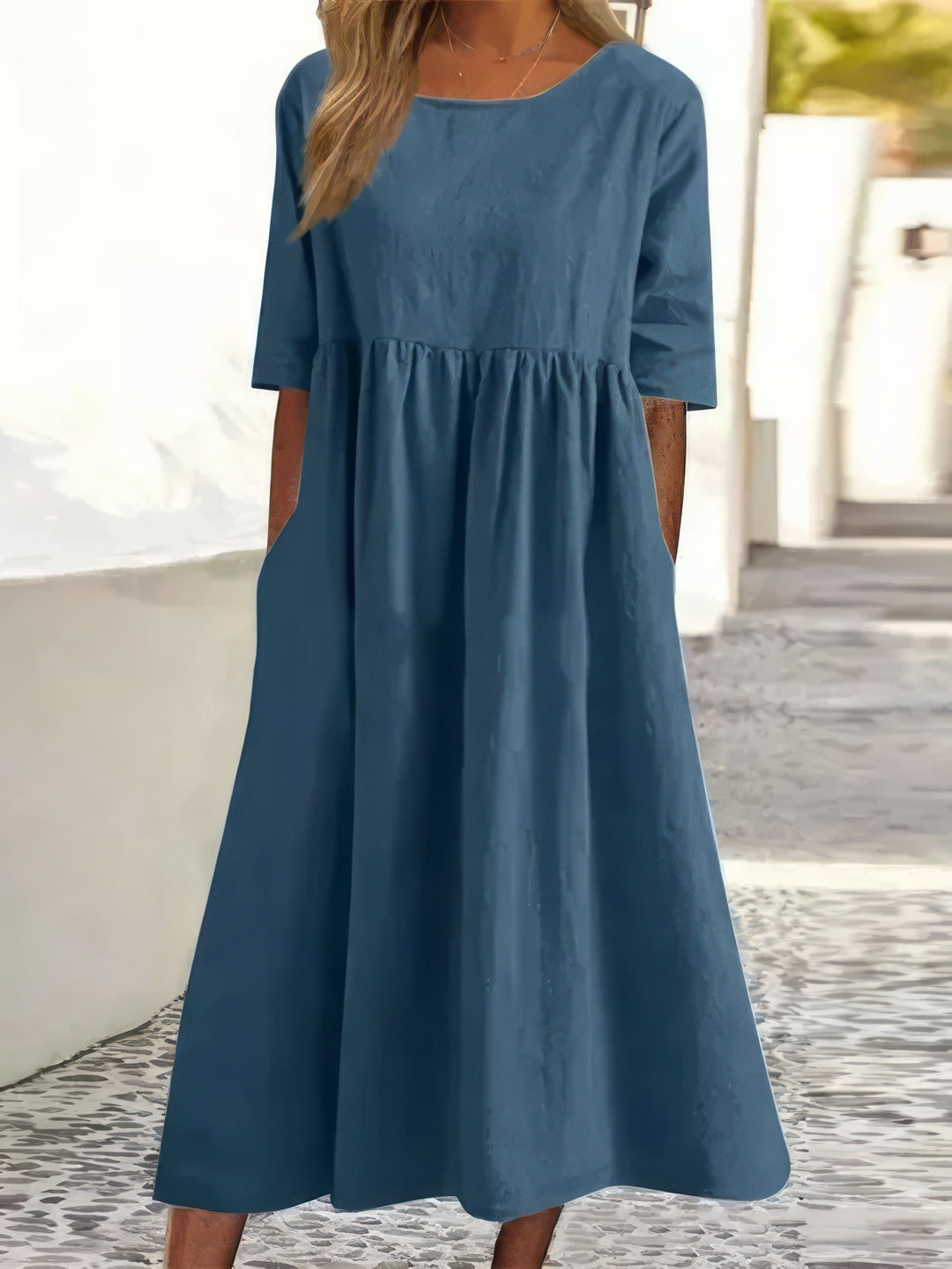 Signe™ | Summer Cotton Dress with Round Neck and Soft Fit