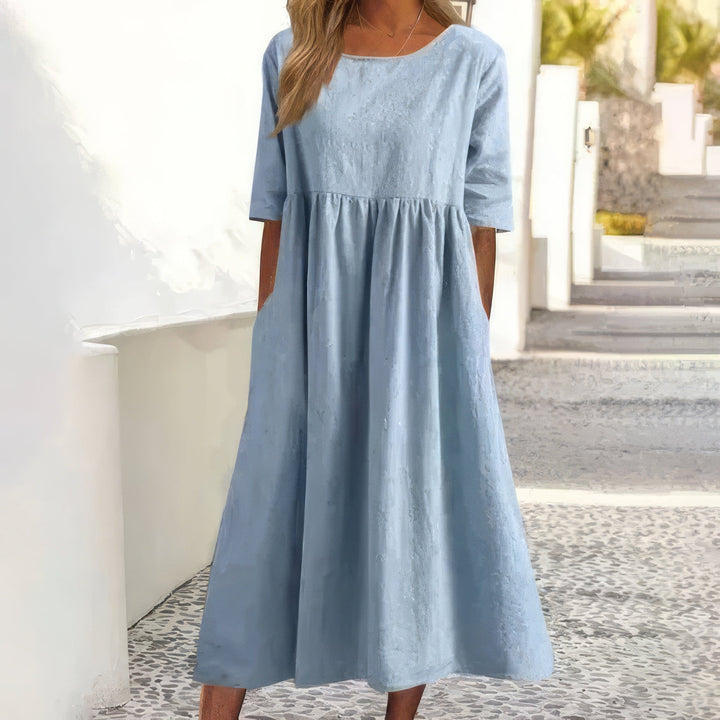 Signe™ | Summer Cotton Dress with Round Neck and Soft Fit