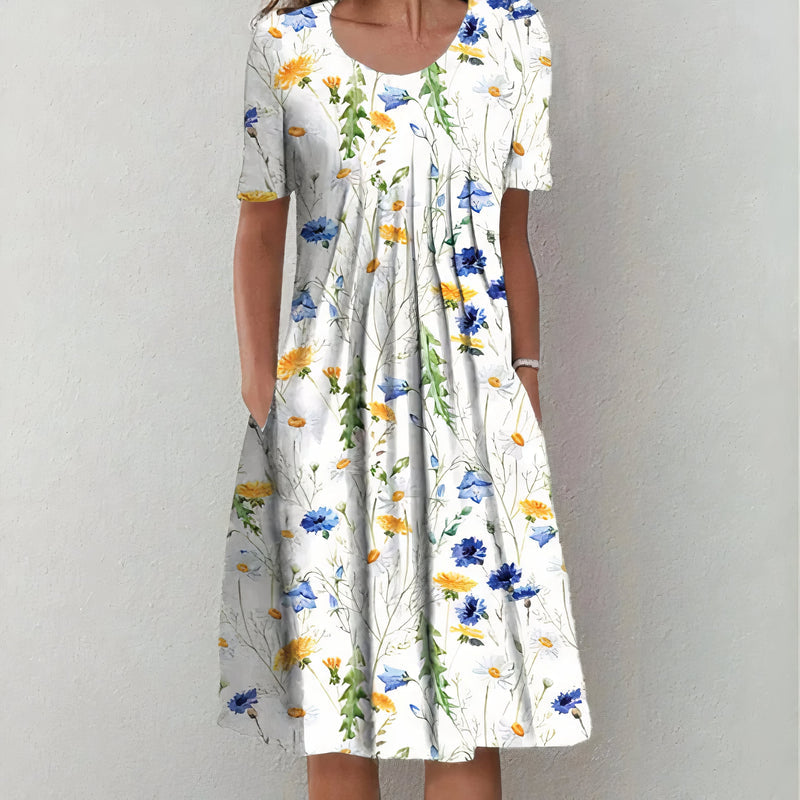 Saoirse™ | Elegant Cotton Floral Dress