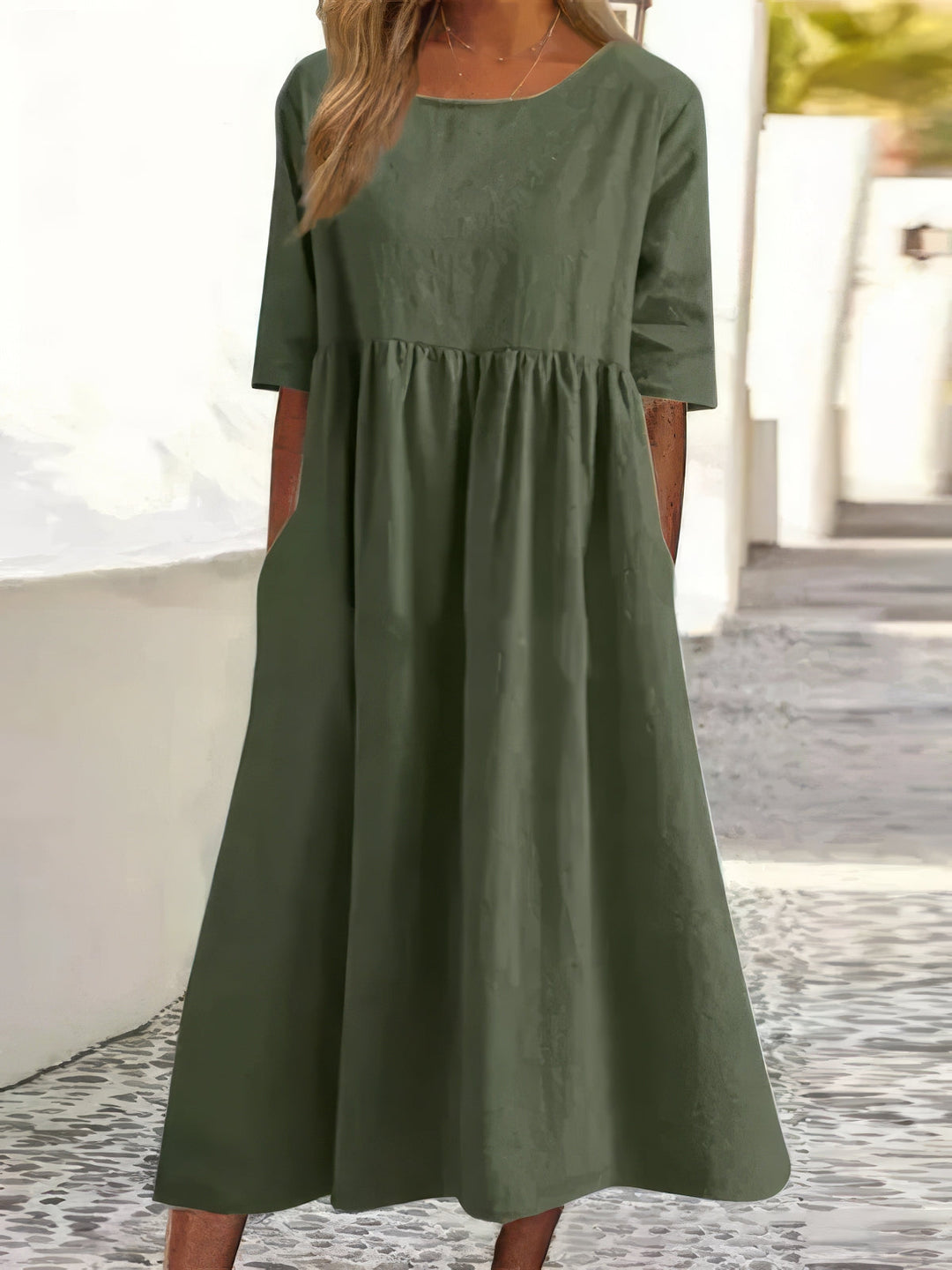 Signe™ | Summer Cotton Dress with Round Neck and Soft Fit