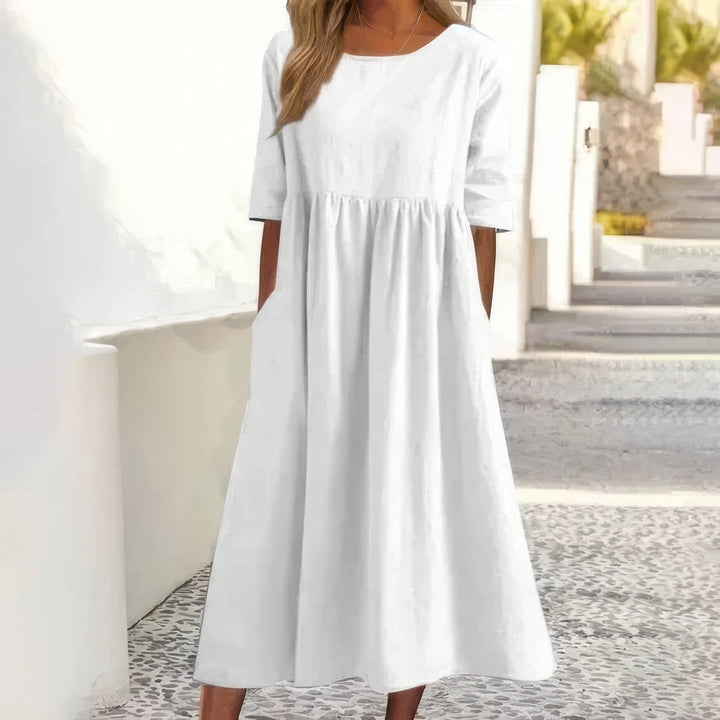 Signe™ | Summer Cotton Dress with Round Neck and Soft Fit