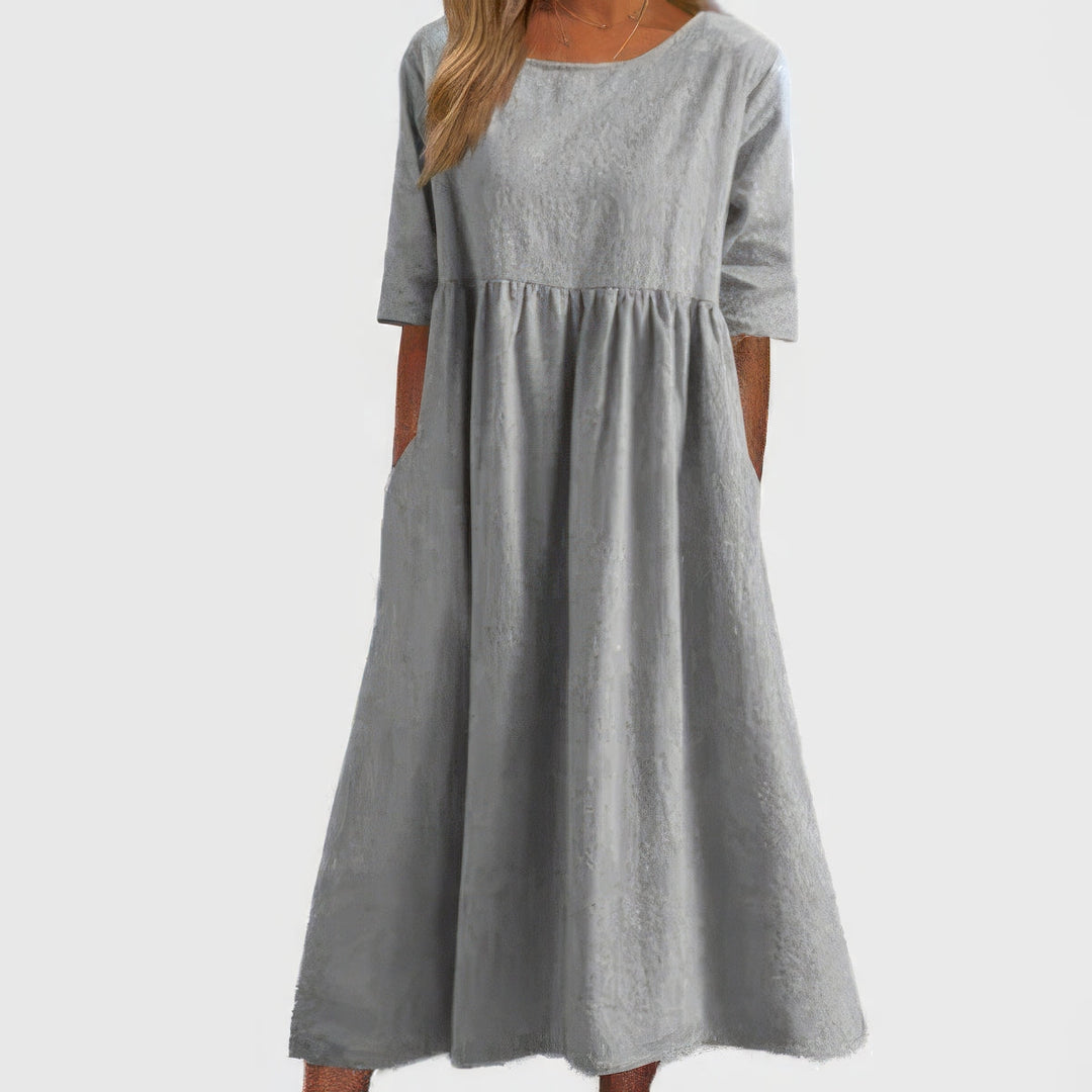 Signe™ | Summer Cotton Dress with Round Neck and Soft Fit